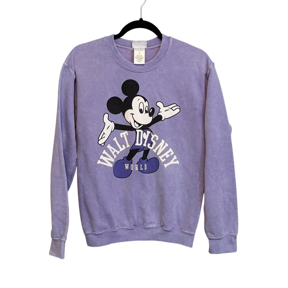 Vintage Walt Disney World Parks Mickey Mouse Sweatshirt S Purple Fleece Lined